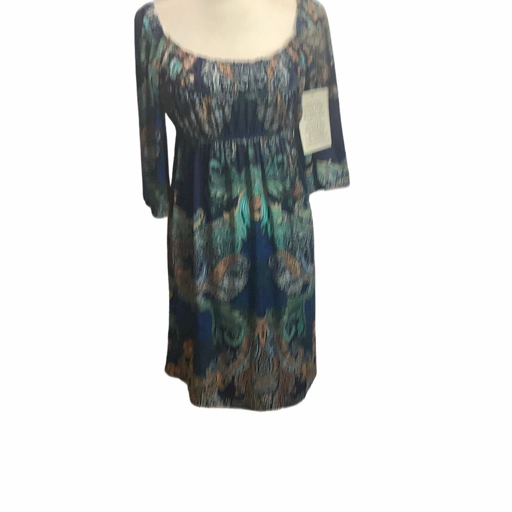 Boston Proper Paisley Smock Dress Size 6  Womans Blue Orange Size 6 MSRP 119 NWT